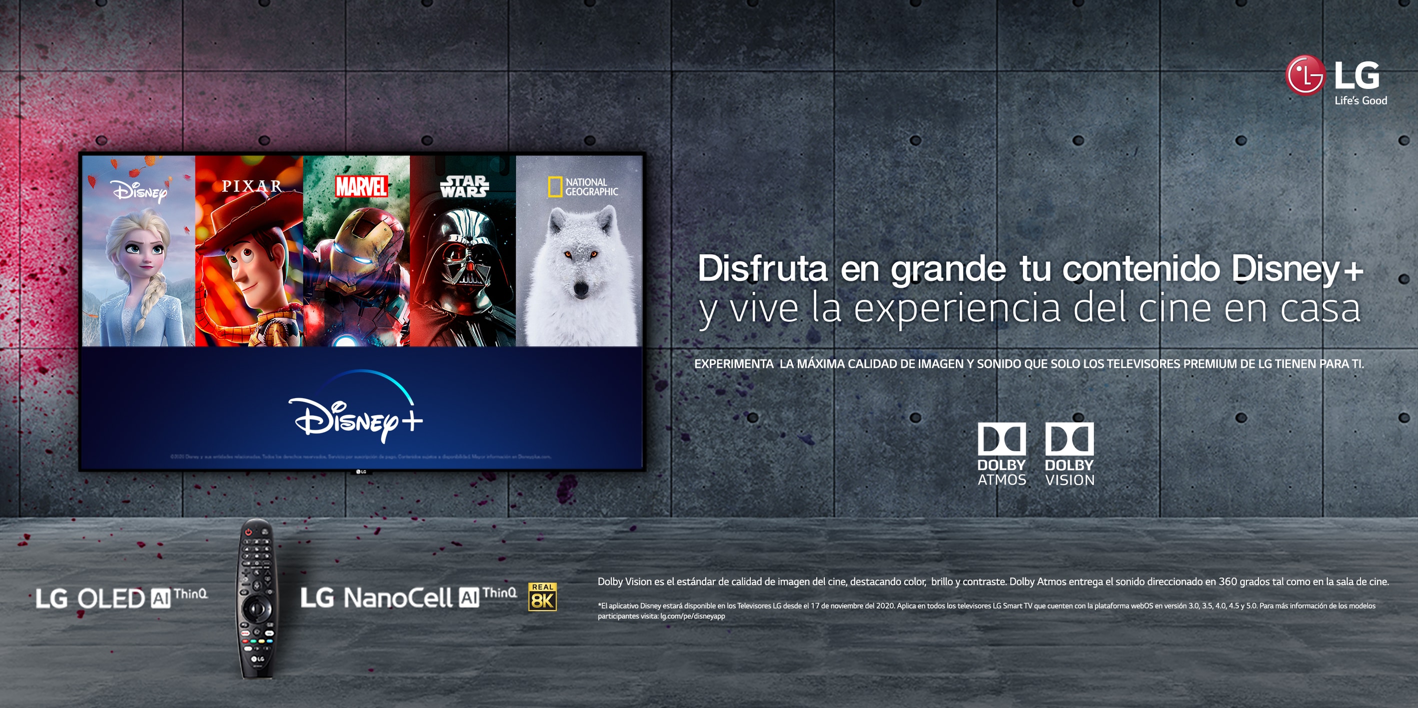 DISNEY+ ESTÁ DISPONIBLE EN MÁS DE 900 MODELOS DE TELEVISORES LG